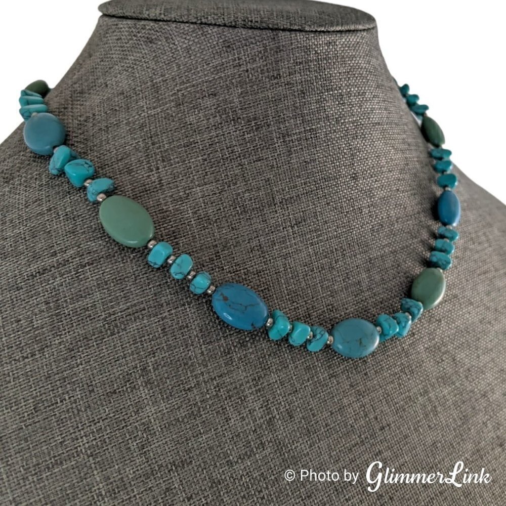 Chaps Faux Turquoise Beaded Necklace